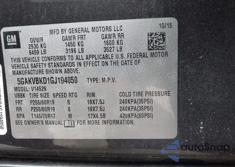 2016 Buick Enclave Leather from USA, damaged, VIN 5GAKVBKD1GJ194050